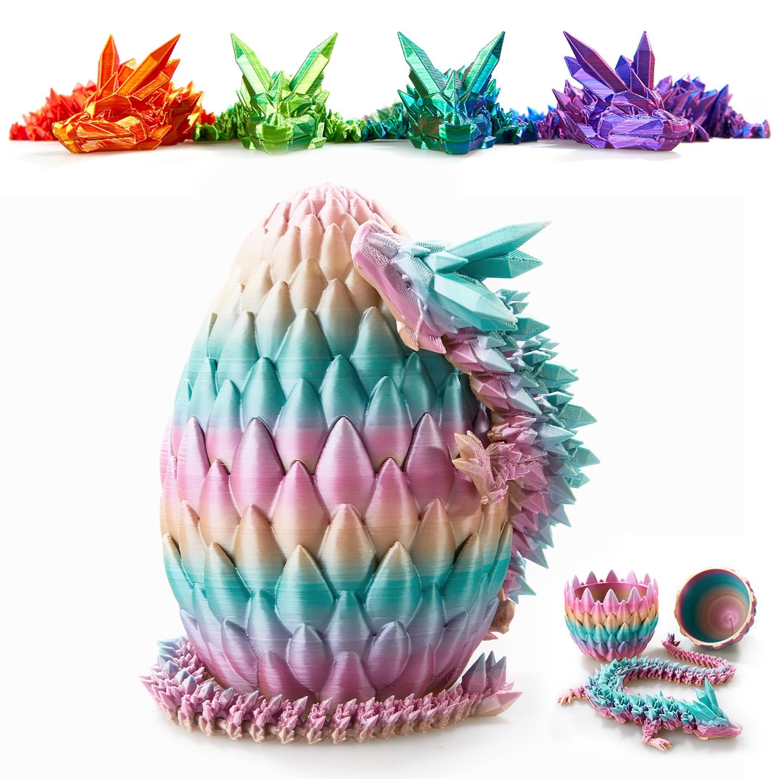 3D Printed Dragon Egg - 15 Inch Crystal Dragon Easter Surprise Egg, Fidget Toys for Kids & Adults, Unique Home Office Decor Gift for Birthdays & Holidays | Perfect for Stress Relief, Party Favors & Fantasy Collectibles