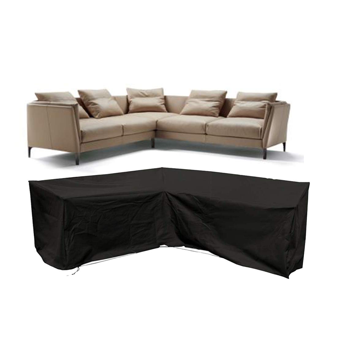 **Waterproof V-Shaped Sectional Sofa Cover 105x105 Inches - Dustproof Outdoor Indoor Patio Furniture Protector for Veranda, Garden, Backyard & Balcony Use**
