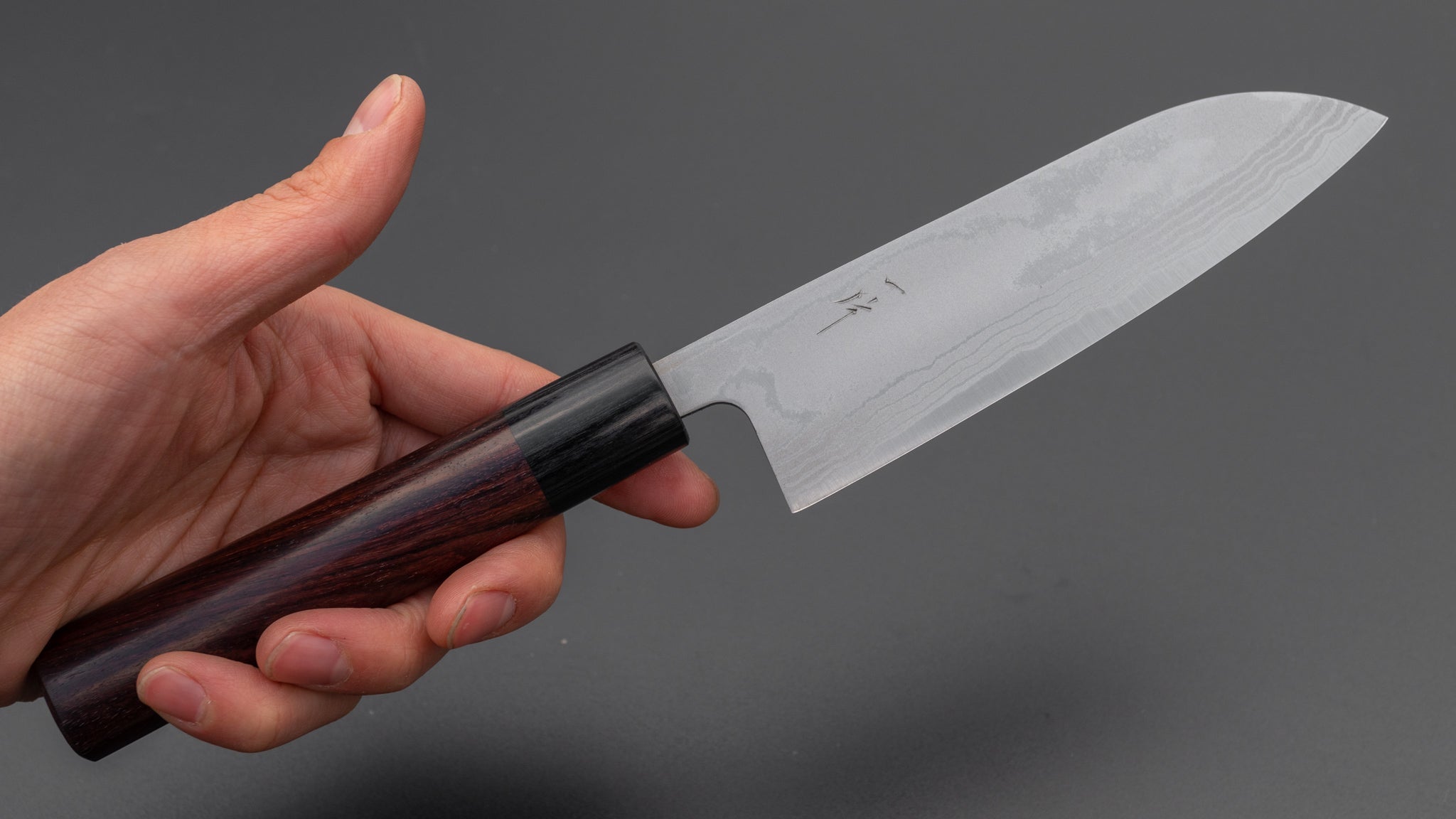 Hitohira GR Blue #2 Damascus Santoku Knife 135mm - Japanese Chef Knife with Rosewood Handle for Precision Slicing, Dicing & Chopping - Perfect for Home Cooks & Professional Chefs