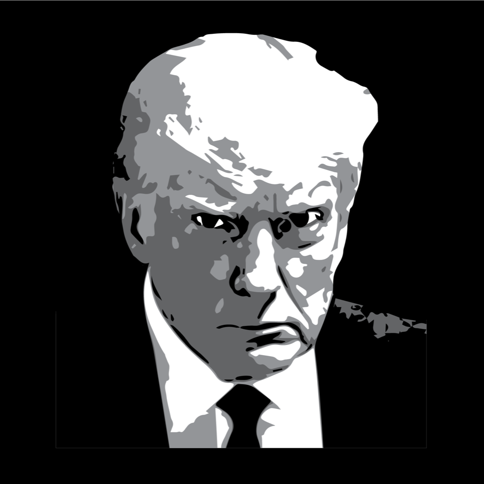 Donald Trump Mug Shot Black T-Shirt - Political Satire & Protest Apparel for Trump Supporters & Opponents