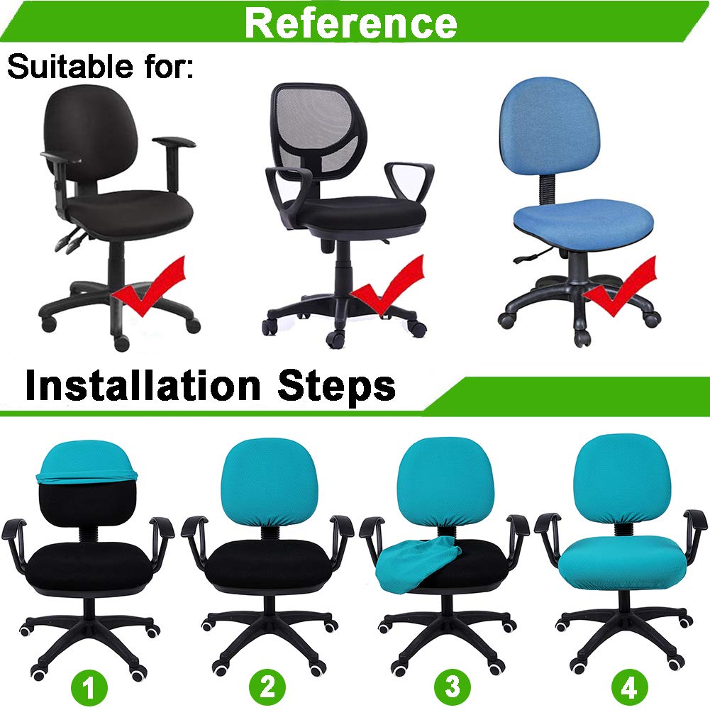 Stretchy Jacquard Office Chair Cover - Washable & Universal for Desk Chairs - Peacock Green for Home & Office Use