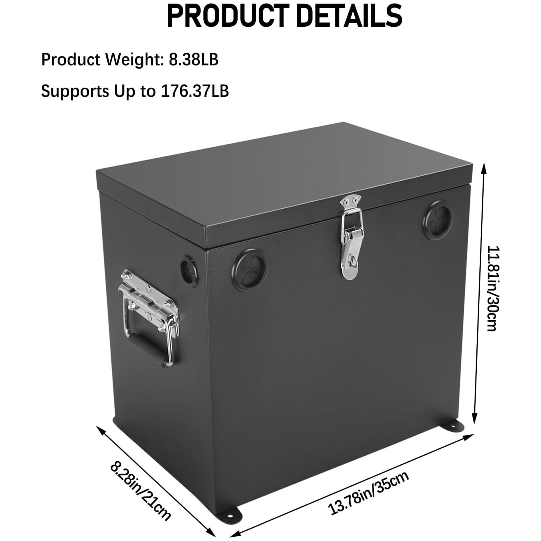 **12V Stainless Steel Battery Box for Car, RV, Marine - Black Battery Relocation Kit for Trailer, Boat, Trolling Motor (27 Series) | Durable & Waterproof Power Storage for Off-Road, Boating & Outdoor Adventures**