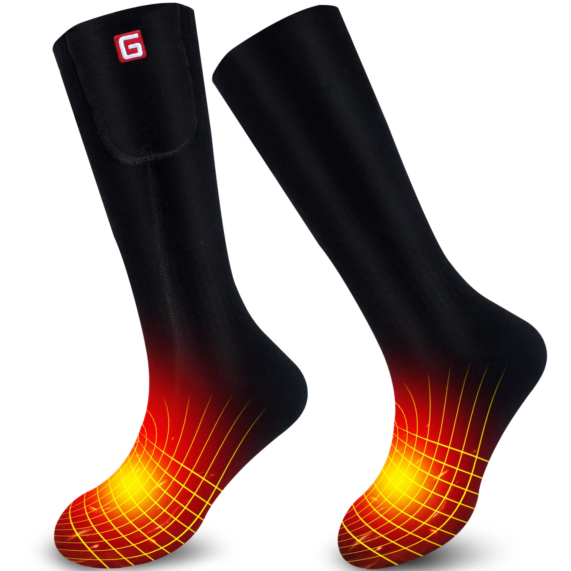 Electric Rechargeable Heated Socks for Men & Women - Winter Warm Thermal Cotton Socks for Riding, Camping, Hiking, Skiing & Hunting - Perfect for Cold Weather Outdoor Activities