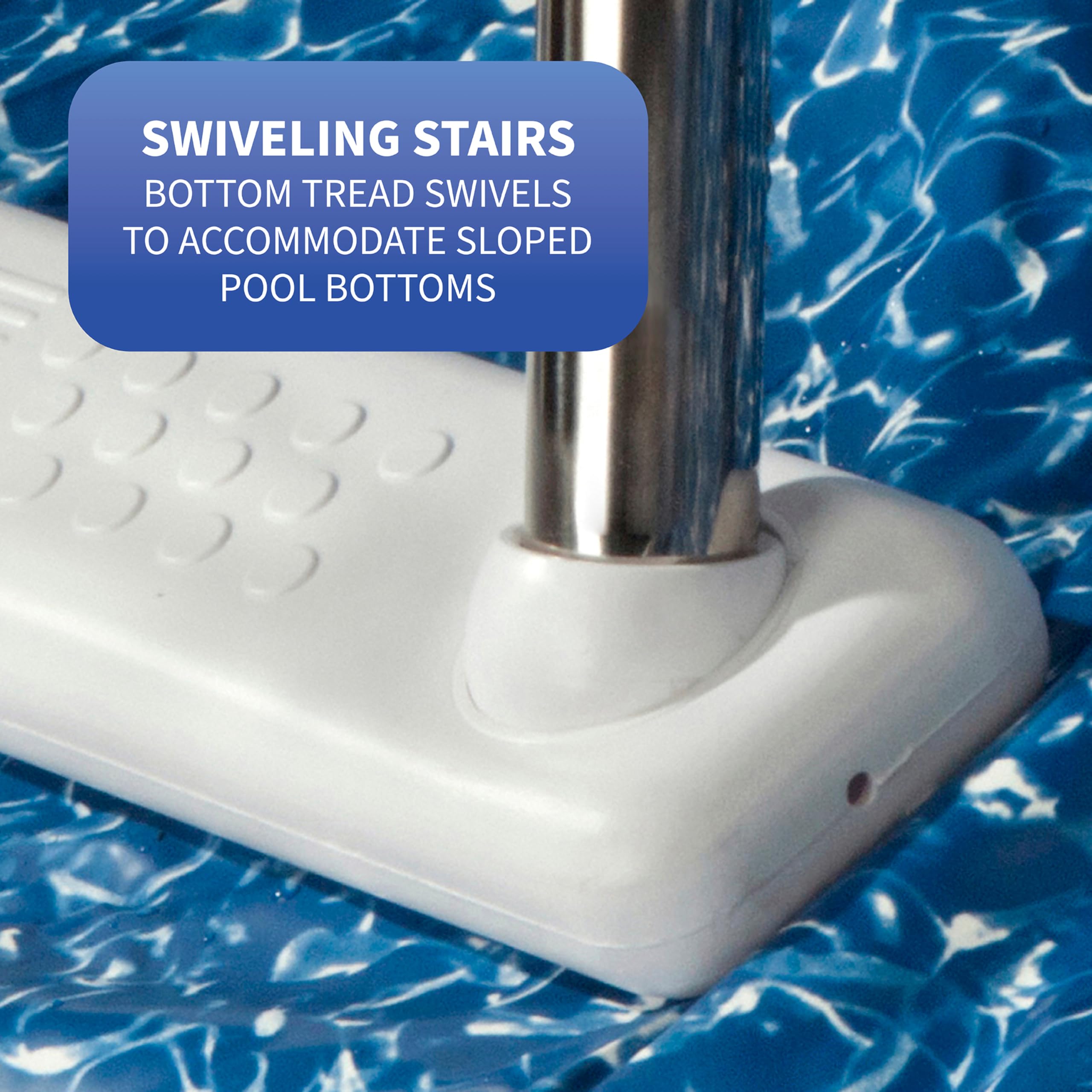 Blue Wave NE1149 Premium Stainless Steel Reverse Bend In-Pool Ladder for Above Ground Swimming Pools - Durable Pool Access Ladder for Safe Entry & Exit | Perfect for Backyard, Inground, and Residential Pools