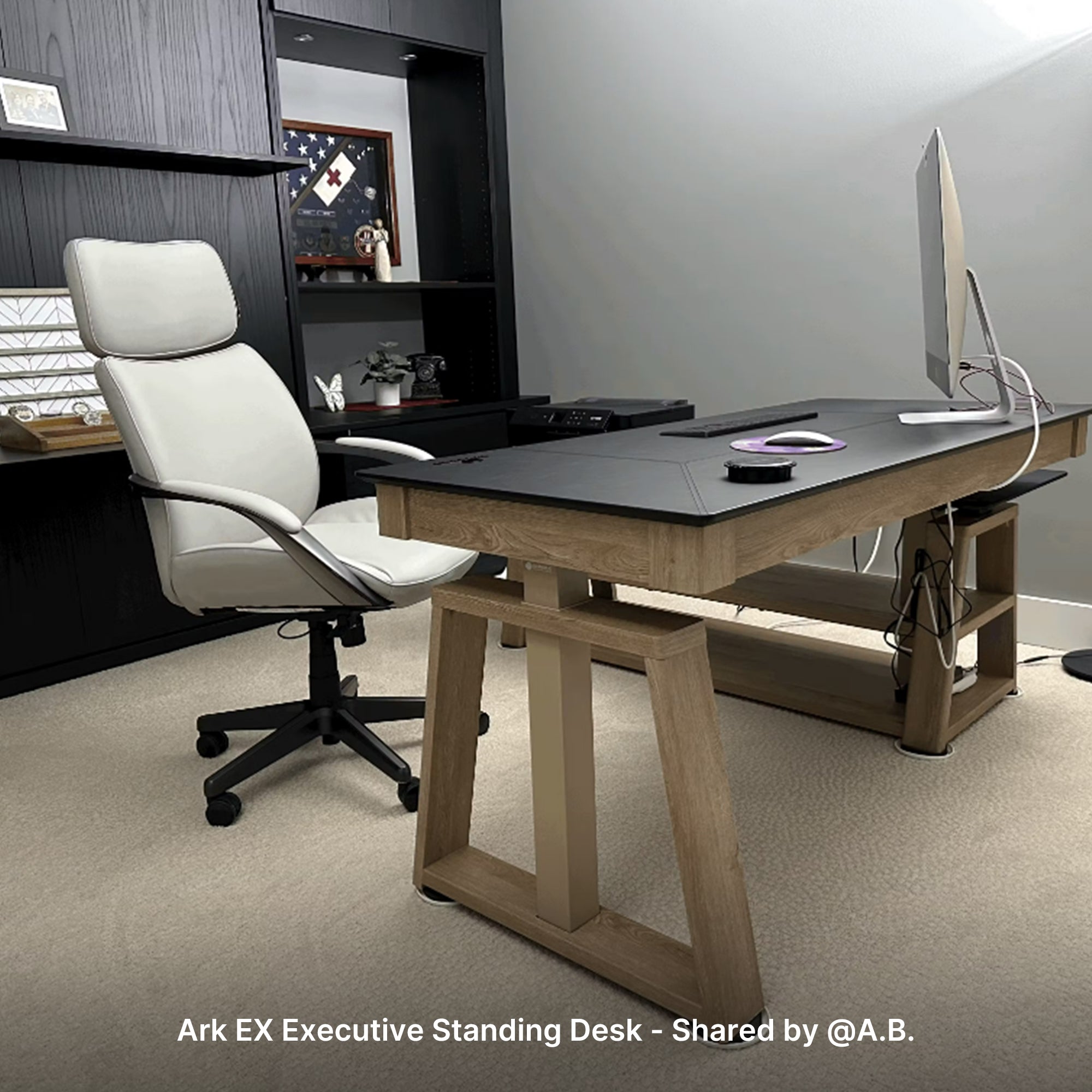 Ark EX Executive Standing Desk (60x26) - Adjustable Height Electric Standing Desk for Home & Office - Ergonomic Workstation for Comfortable Standing & Sitting