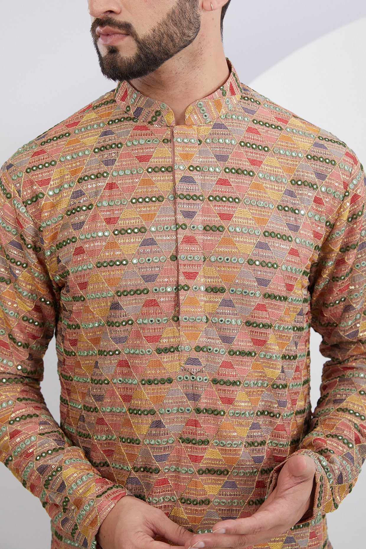 Stylish Mud Pink Multi Embroidered Kurta for Women | Traditional Indian Ethnic Wear | Perfect for Festivals, Weddings & Casual Outings