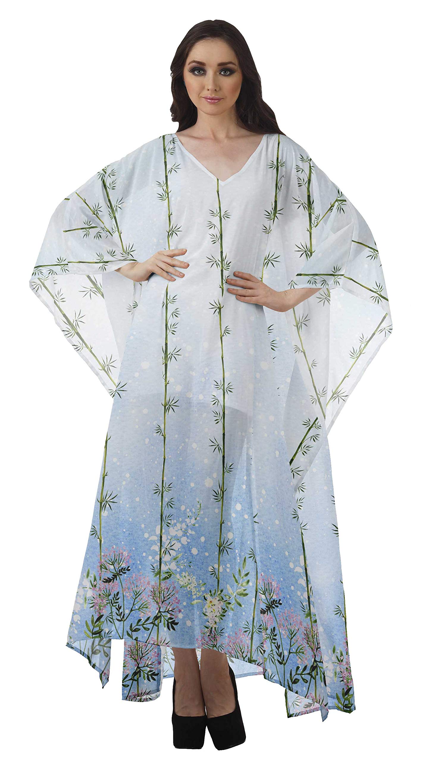 Moomaya Women's Sheer Turkish Kaftan Beach Cover Up Dress - Lightweight Swimwear Coverup for Pool, Beach & Vacation