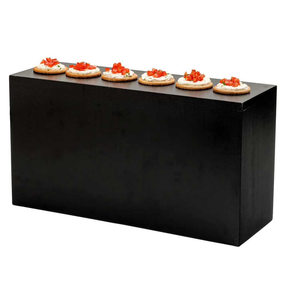 20.5 x 7 x 11 Inch Black Bamboo Food Display Riser - Wooden Bakery Stand for Cupcakes, Candy & Desserts | Perfect for Retail Stores, Catering Events & Buffet Displays | Durable Restaurantware for Showcasing Treats