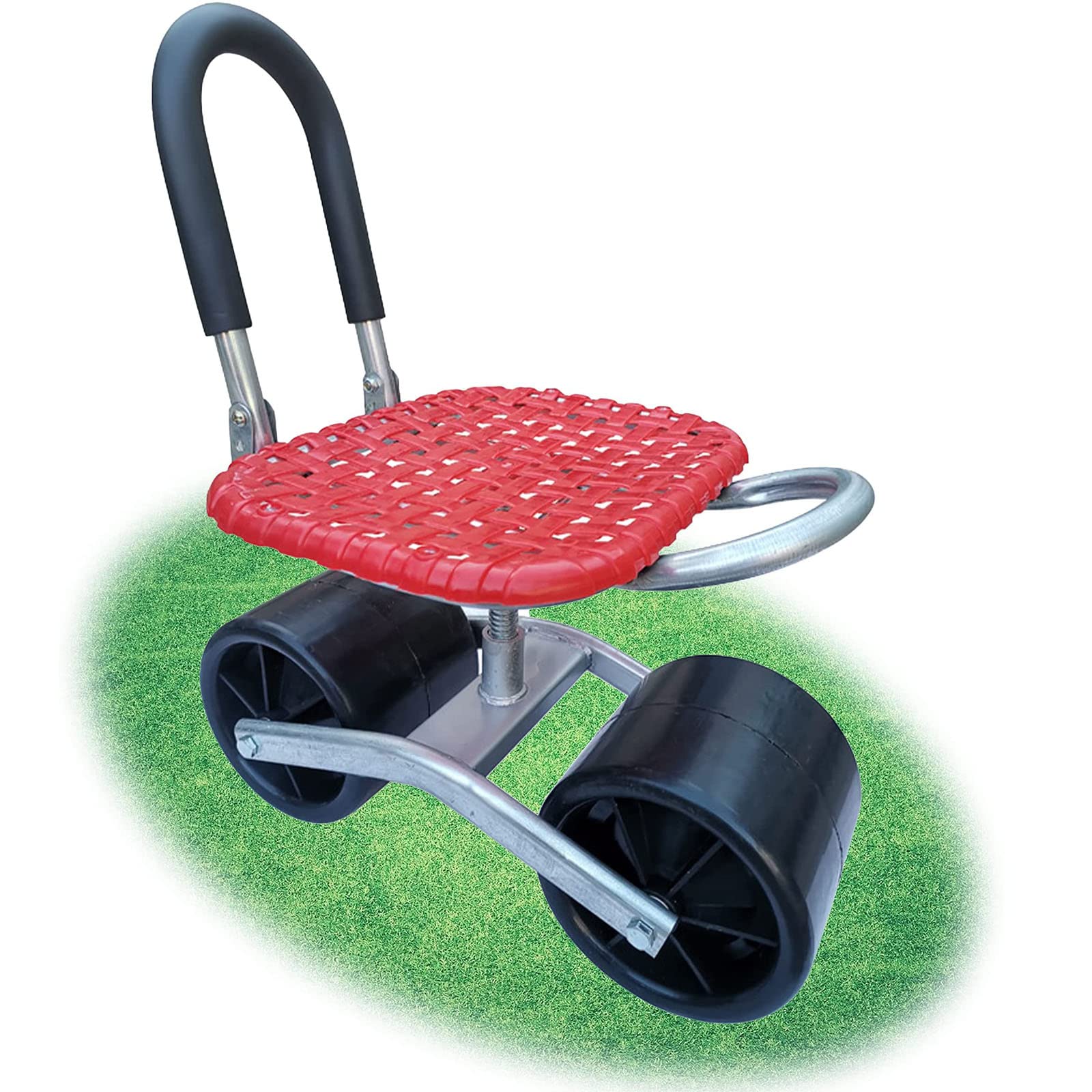 **Adjustable Height Garden Rolling Stool with 360° Swivel & Wheels - Ergonomic Gardening Seat for Weeding, Lawn Care & Outdoor Work - Perfect for Seniors & Gardeners**