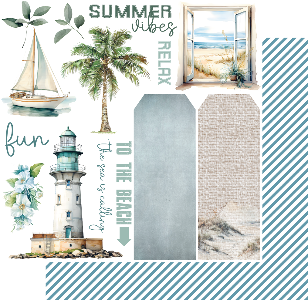 To The Beach Paper - Premium Beach-Themed Stationery for Writing & Notes - Perfect for Vacation Journals, Travel Scrapbooking & Summer Party Invitations