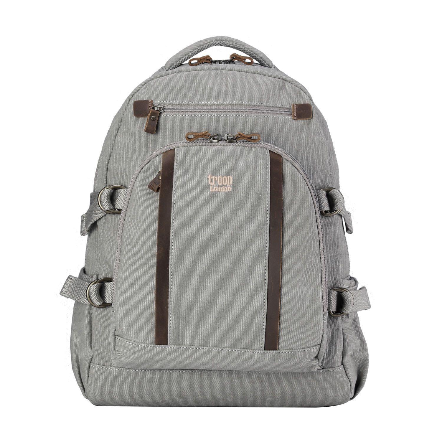 TRP0257 Troop London Classic Canvas Laptop Backpack - Large 15.6 Inch Waterproof Travel Backpack for Men & Women - Perfect for Work, School, College & Business Trips