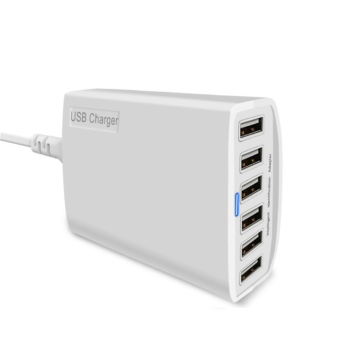 BTBS 60W 12A 6-Port USB Charging Station with iSmart Technology - Fast Multi-Port Desktop & Travel Wall Charger for iPhone, Samsung, iPad, Tablets & More - Perfect for Home, Office & Travel Use