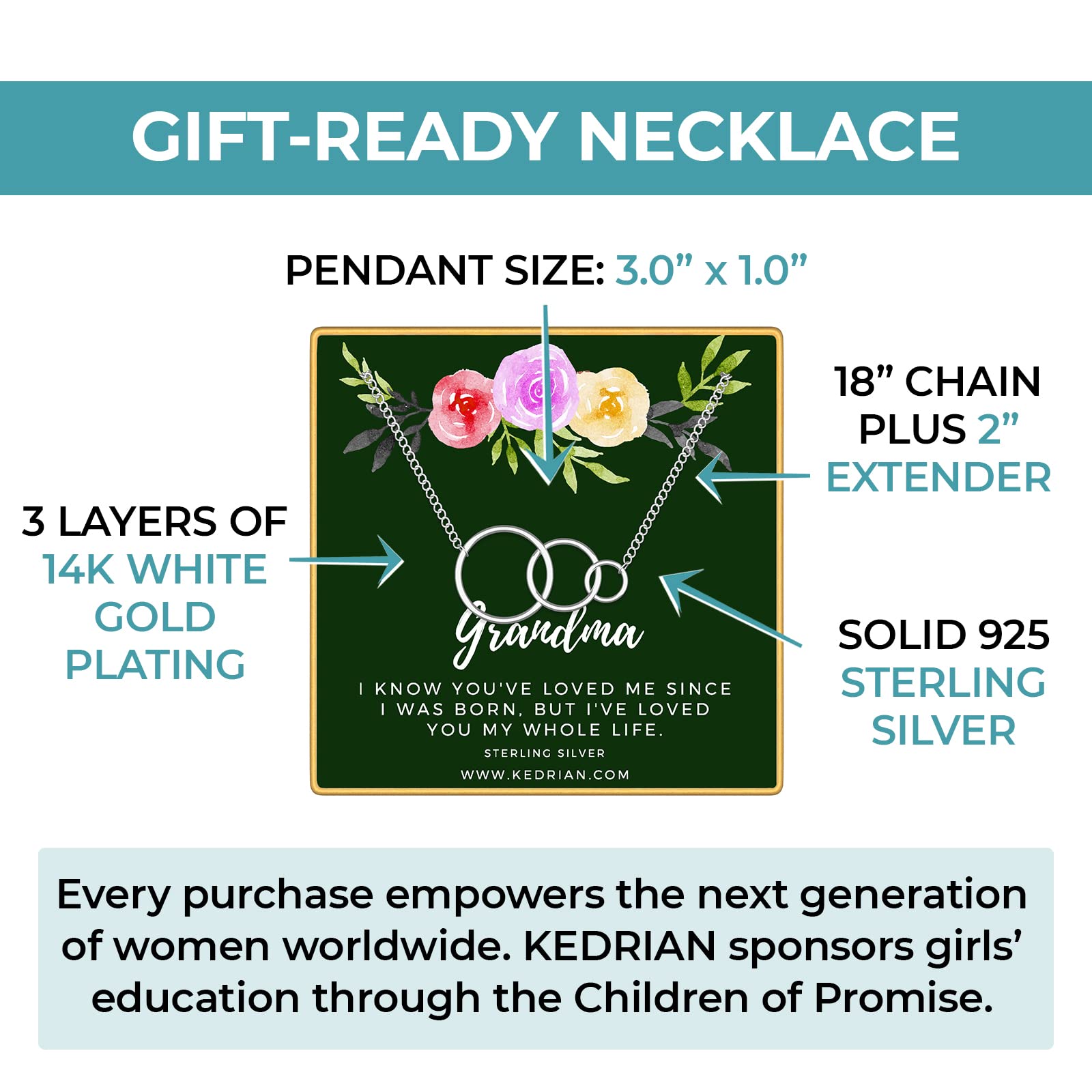 KEDRIAN 925 Sterling Silver Aunt Necklace - Best Gift for Aunt from Niece & Nephew, Mother's Day Jewelry, 'Best Aunt Ever' Pendant | Perfect for Birthdays, Holidays & Special Occasions