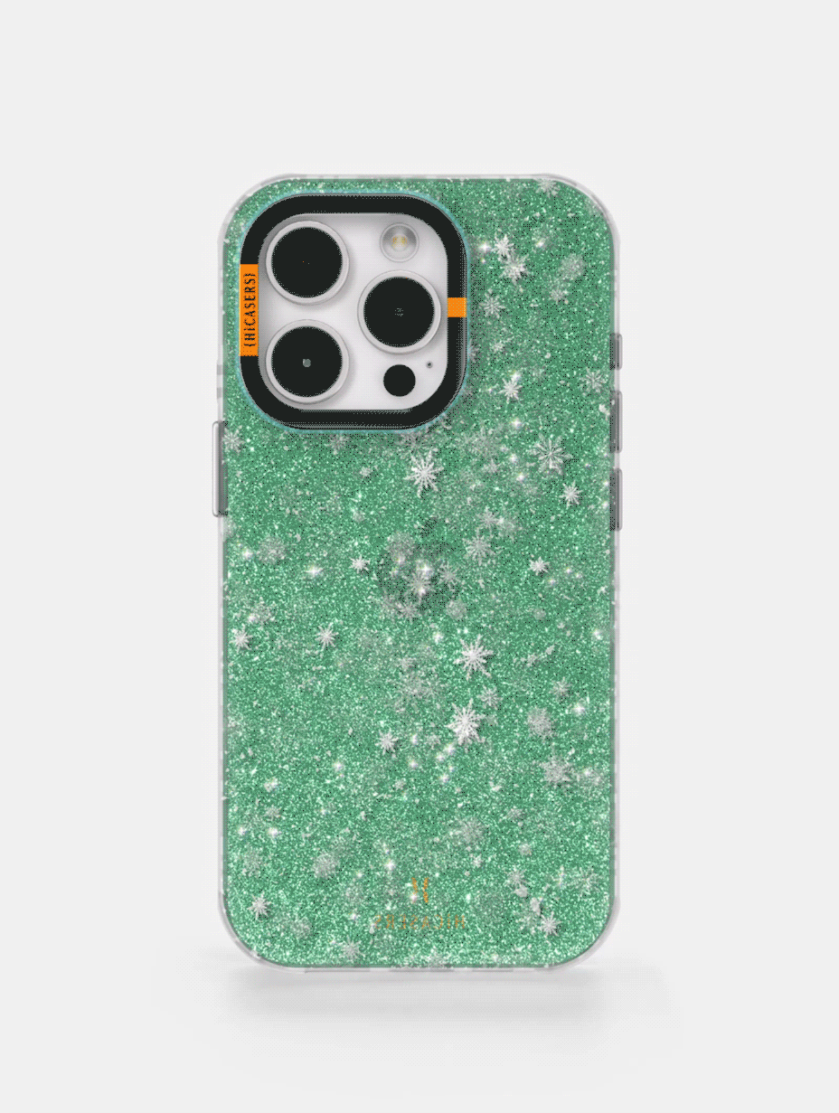 Iridescent Snowflake Pattern Phone Case - Mint Green for iPhone & Samsung | Stylish Protective Cover for Winter & Holiday Season