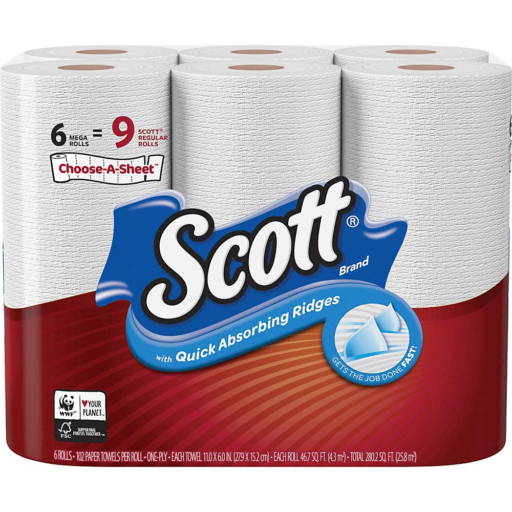 Scott Choose-A-Sheet Paper Towels - 2-Ply, 12 Rolls, Ultra Absorbent & Strong for Kitchen, Cleaning, Spills - Eco-Friendly, Septic-Safe (Pack of 12) | Perfect for Homes, Offices & Restaurants