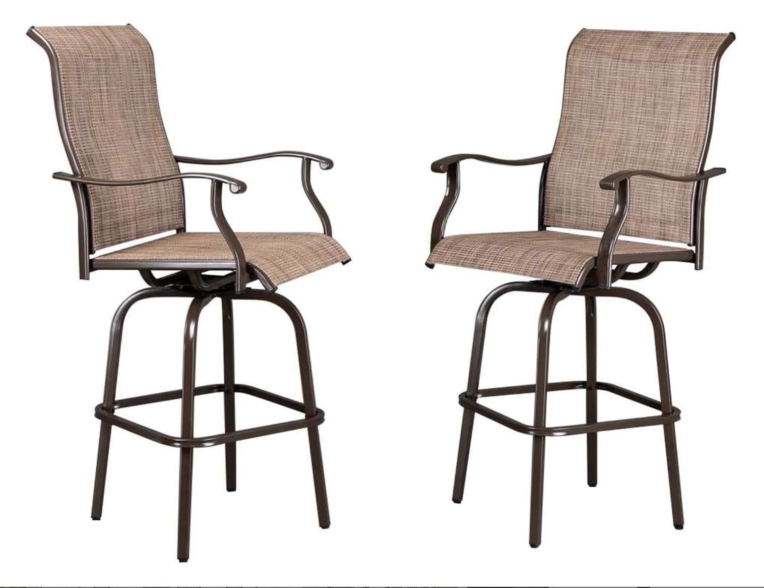 360° Swivel Outdoor Bar Stools - Textilene Mesh All-Weather Patio Chairs, Set of 2 - Perfect for Backyard, Poolside & Bistro Dining - Durable Patio Furniture for Outdoor Entertaining
