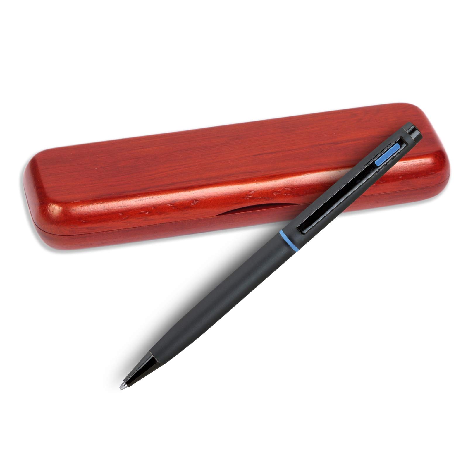 Lanier 4G Ballpoint Pen - Matte Black with Blue Accents, Premium Rosewood Gift Box | Perfect for Office, Business Meetings & Executive Gifts