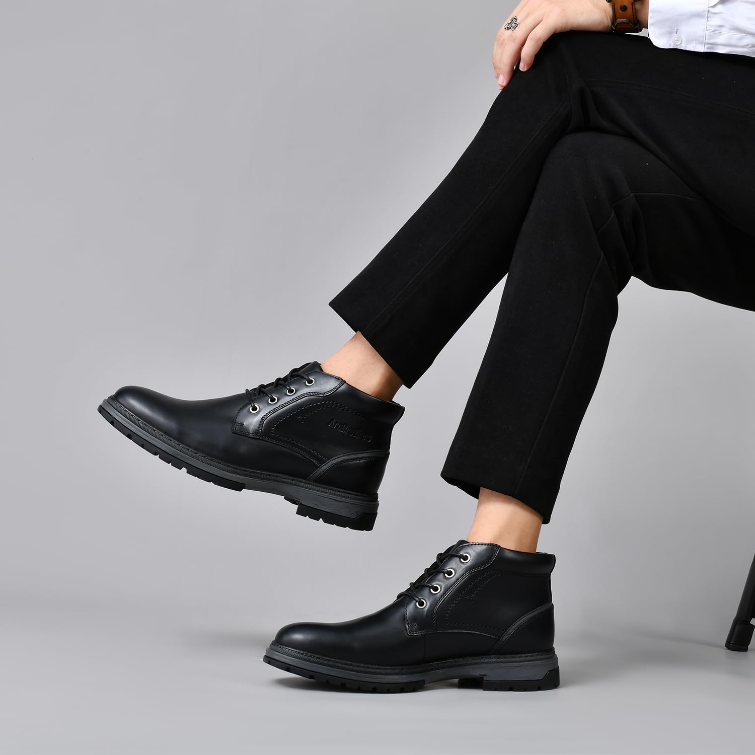 Men's Chukka Boots - Casual Ankle Boots for Motorcycle & Combat | Black Leather Boots for Everyday Wear & Outdoor Adventures