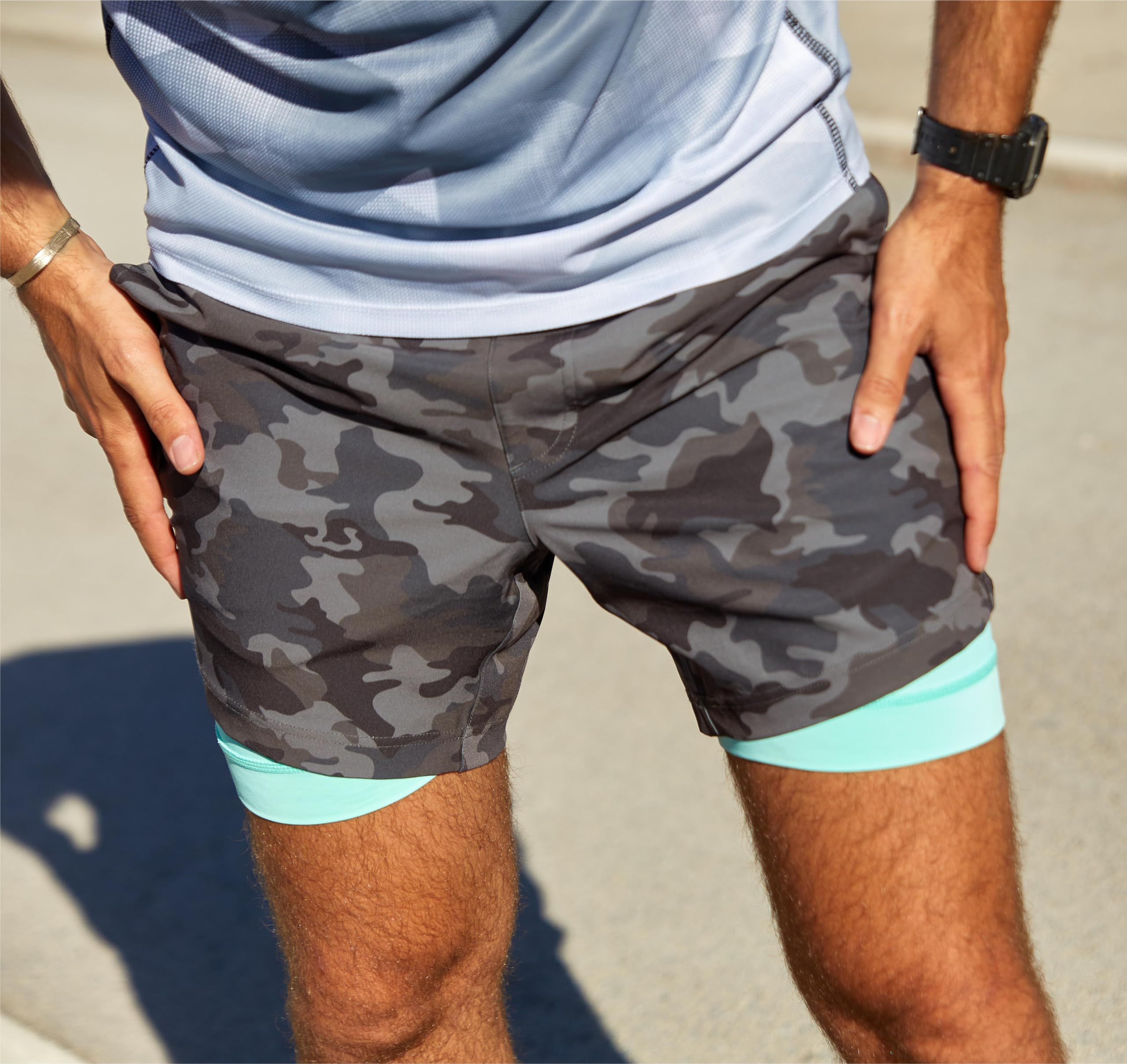 Maamgic Men's 5-Inch Gym Running Shorts - 2-in-1 Quick Dry Workout Athletic Shorts for Training & Jogging | Lightweight & Breathable for Sports & Outdoor Activities