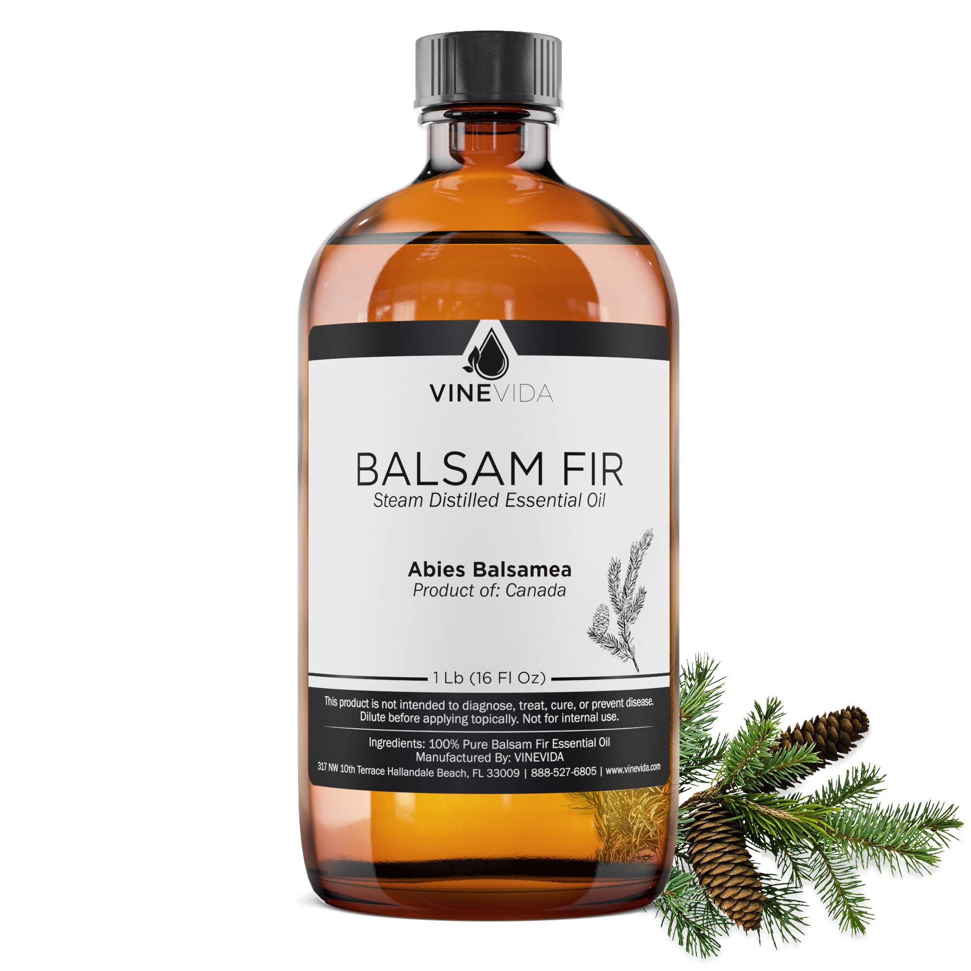 Bulk Balsam Fir Essential Oil – 16 Oz 100% Pure Undiluted Balsam Fir Oil in Glass Bottle (1 Pound) for DIY Soaps, Candles, Diffusers & Aromatherapy - VINEVIDA