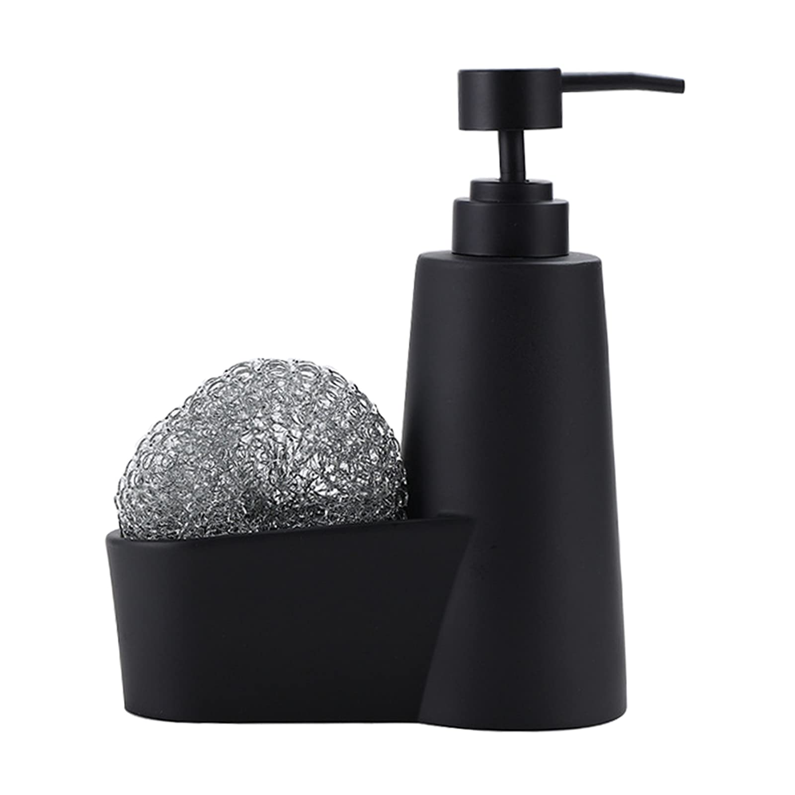 Black Liquid Soap Dispenser Bottle with Sponge Holder - Kitchen & Bathroom Storage Organizer for Shampoo, Dish Soap and Cleaning Supplies | Space-Saving Home & Office Use