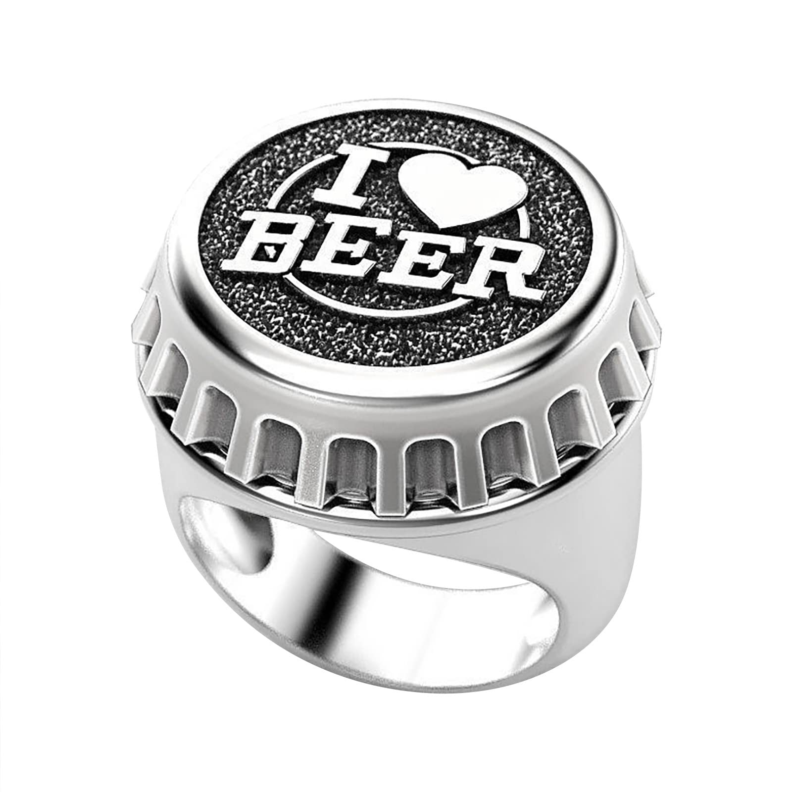 Silver Beer Bottle Cap Ring - Unique Handmade Jewelry for Birthday, Proposal, Engagement & Party - Adjustable Size 13 - Perfect for Weddings, Gifts & Special Occasions