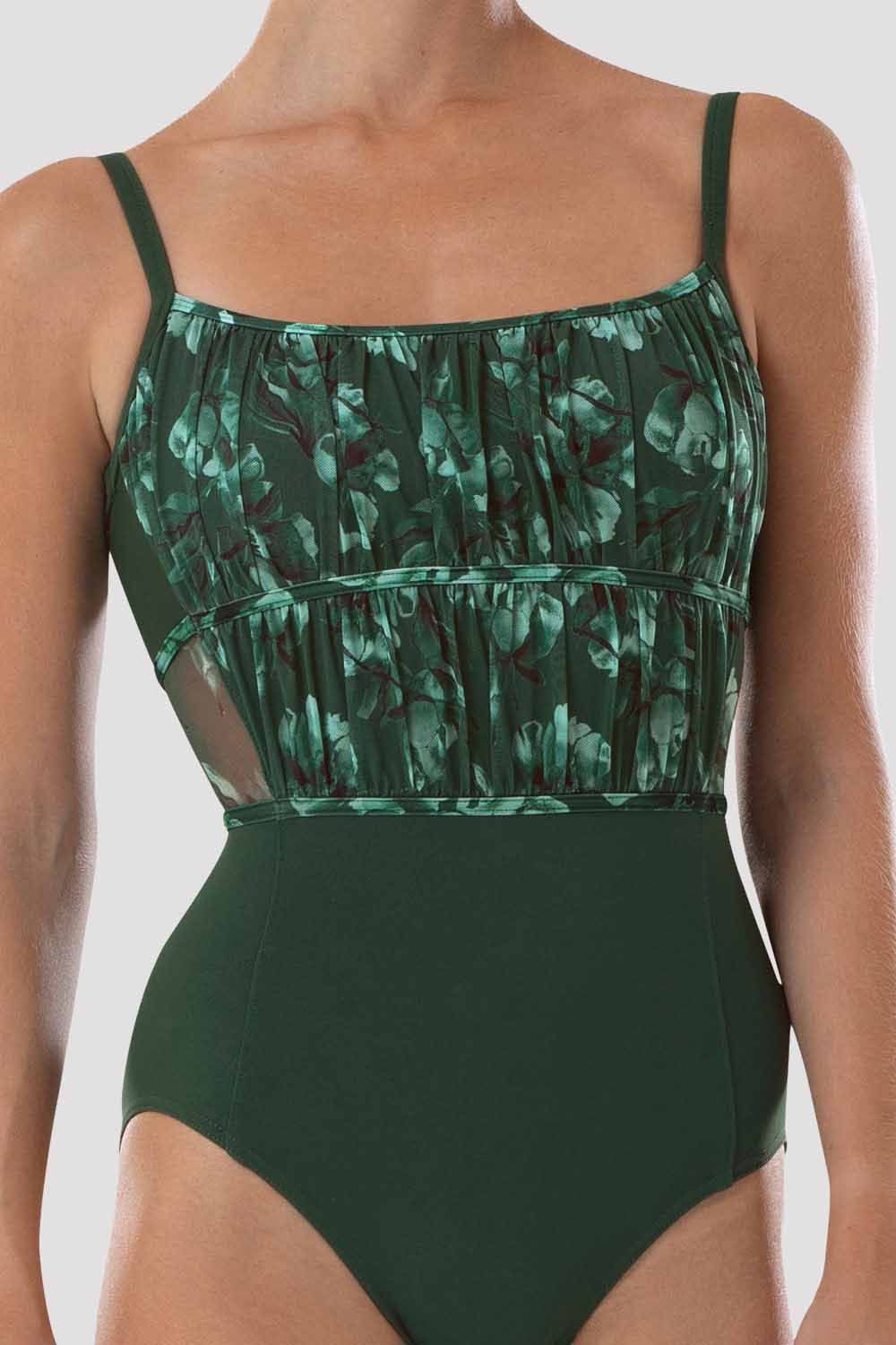 Women's Ayla Floral Print Camisole Leotard - Sexy Stretchy Dancewear for Ballet, Yoga & Workout