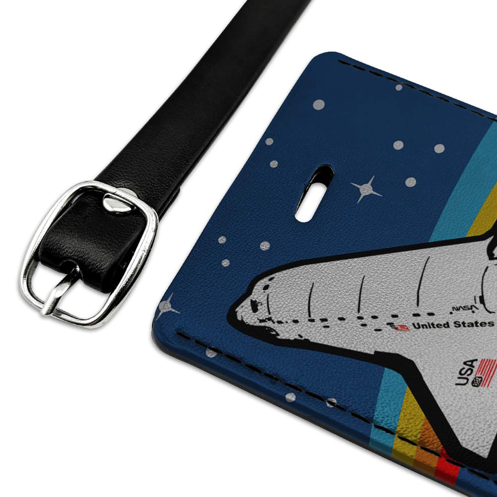 NASA Logo Space Shuttle Leather Luggage Tag - Rectangle ID Card Holder for Travel, Business & Everyday Use