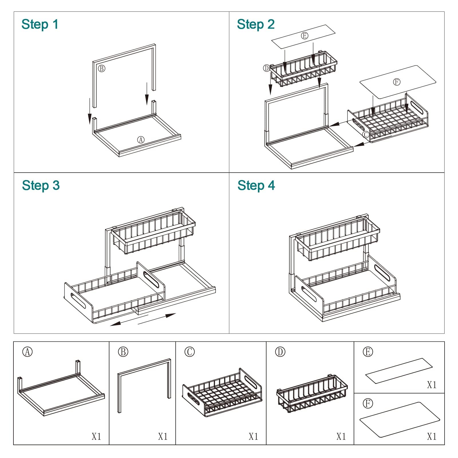 Webetop 2-Pack Under Sink Organizer with Slide-Out Shelves - 2 Tier Pull Out Cabinet Storage for Kitchen, Bathroom & Pantry - Space Saving Solution for Cleaning Supplies, Spices & Toiletries