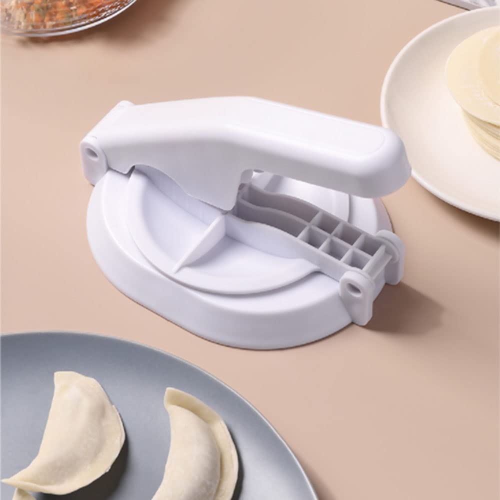 Manual Dumpling Skin Maker & Dough Presser - White Kitchen Tool for Homemade Dumplings, Ravioli, Empanadas | Perfect for Asian Cooking & Italian Pasta Making