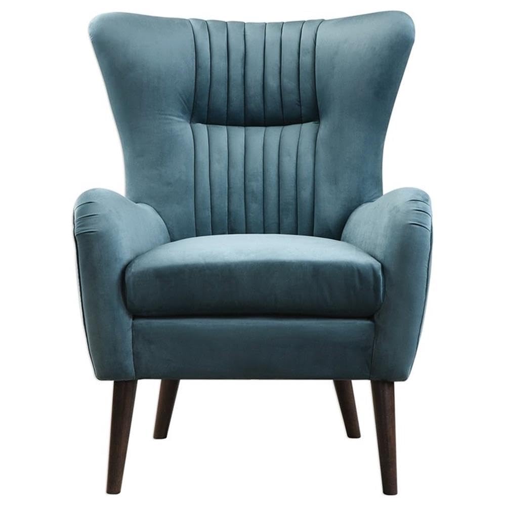 BOWERY HILL Modern Accent Chair - Teal Blue & Espresso Finish - Perfect for Living Room, Bedroom or Office Decor