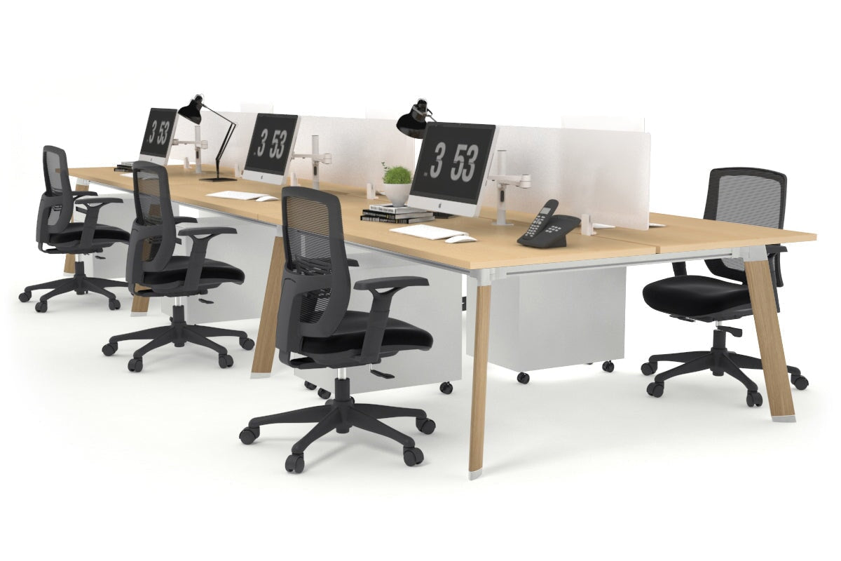 6-Person Wooden Workstation with Cable Management - 1400L x 800W Switch Office Desk for Team Collaboration | Perfect for Open Office Spaces & Conference Rooms