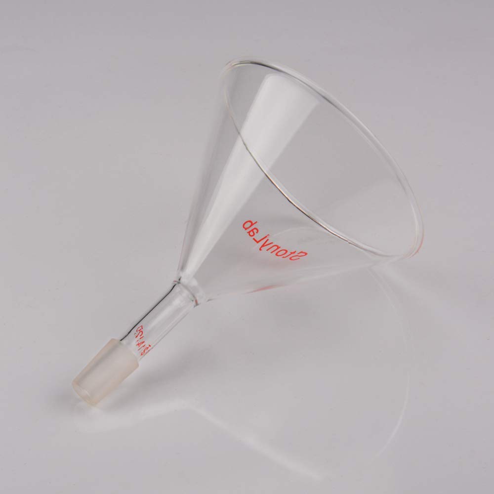StonyLab 100mm Glass Short Stem Powder Funnel with 14/20 Inner Joint - Premium Filter Funnel for Chemistry Labs, Home Brewing & Essential Oil Distilling