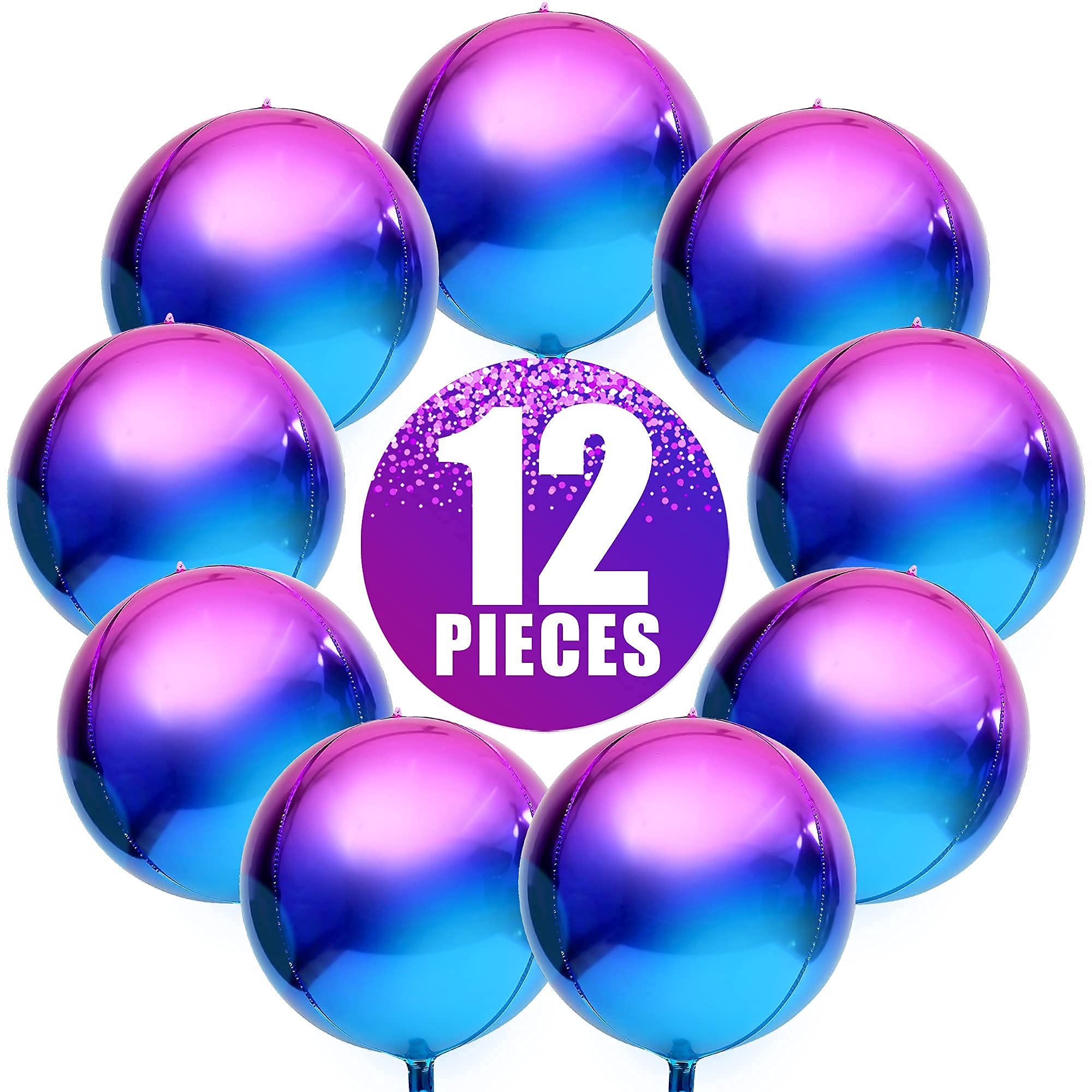 Katchon 22 Inch Purple Galaxy Balloons - Pack of 12 | Metallic & Iridescent Party Balloons for Galaxy Themed Decor | Perfect for Birthday Parties, Baby Showers & Space-Themed Events