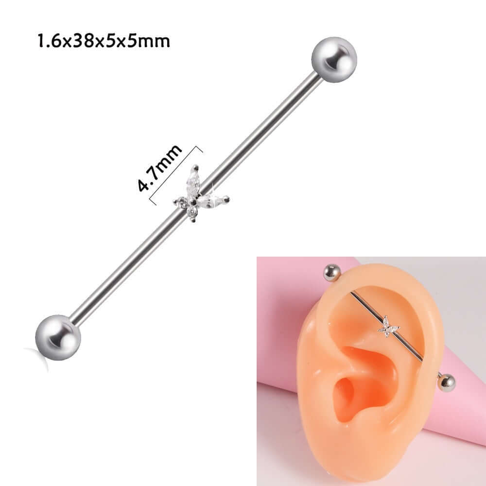 14g Silver Scorpio Insect Industrial Barbell Body Jewelry - Belly Button & Nose Piercing Bar | Perfect for Gothic, Punk & Alternative Fashion Styles