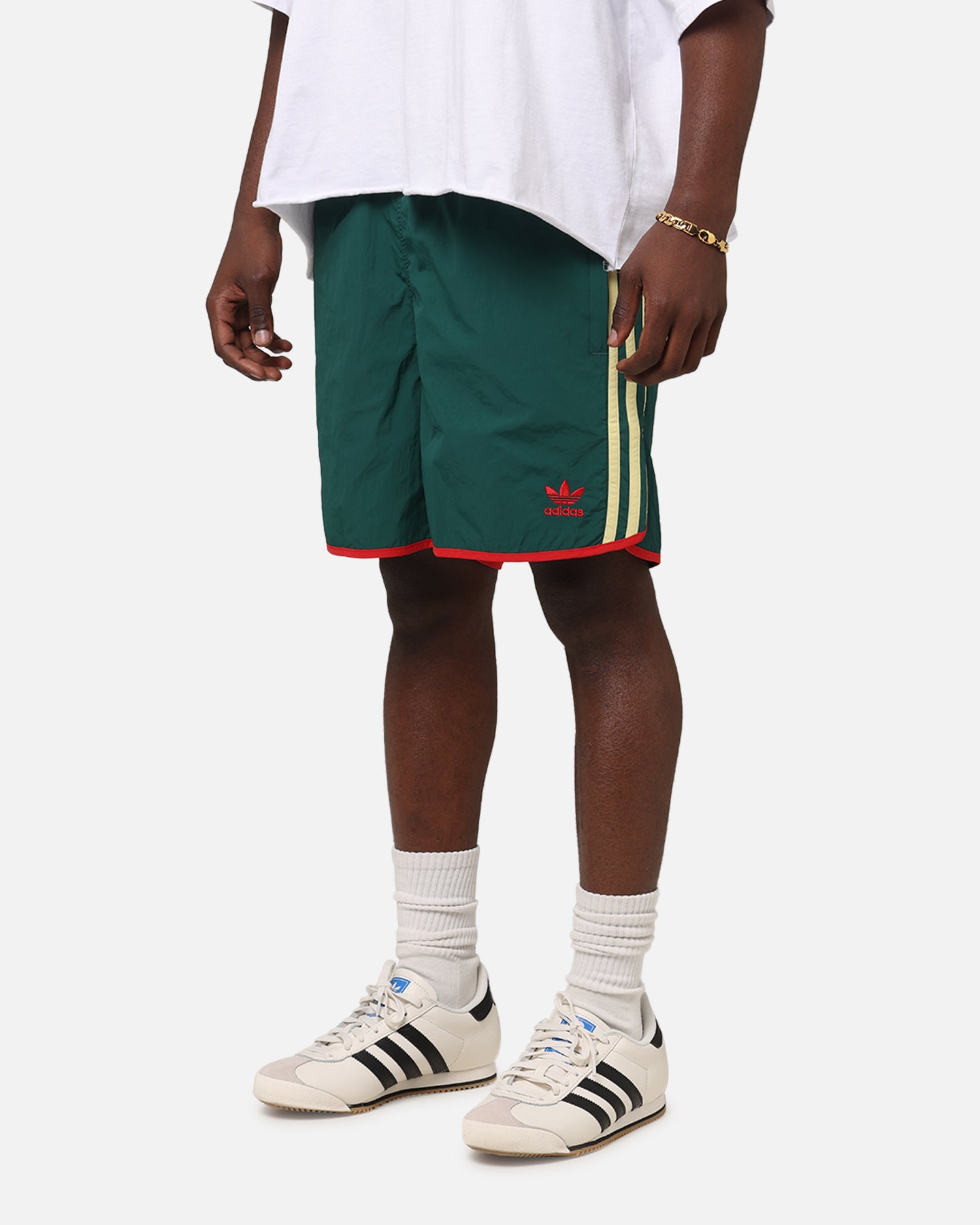 Adidas Adicolor Classics Sprinter Shorts for Men - Green & Yellow Athletic Running Shorts with Side Pockets - Perfect for Gym, Jogging & Casual Wear