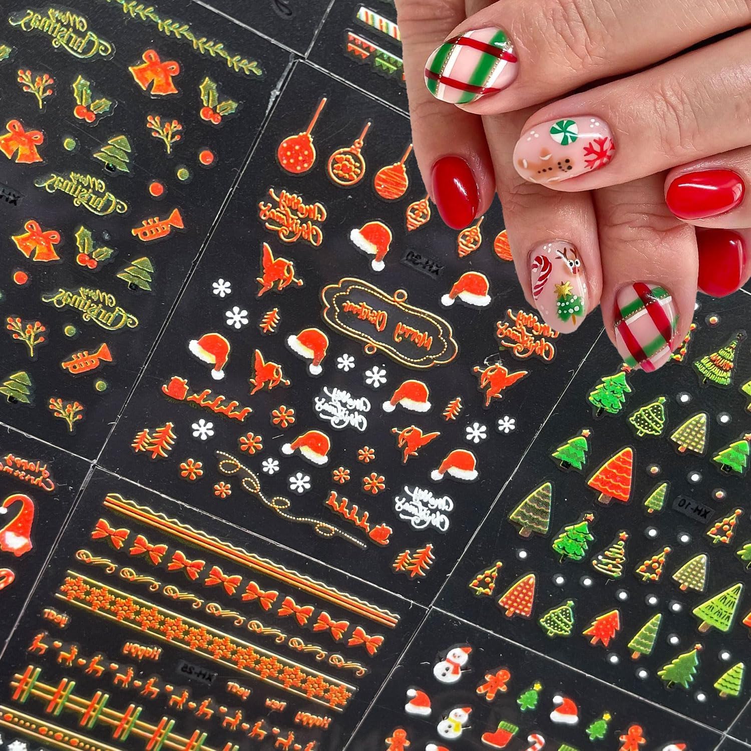 30 Sheets Christmas Nail Art Stickers - 3D Adhesive Snowflake Nail Decals for Women | Holiday Party, Gift Giving & Winter Nail Designs