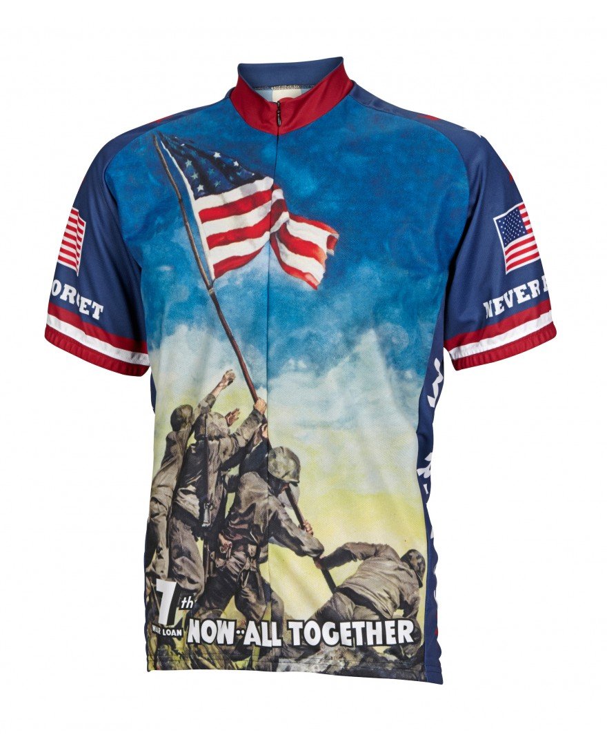 Iwo Jima Never Forget Cycling Jersey - Patriotic Bike Shirt for Men & Women - Perfect for Road Biking, Mountain Cycling & Memorial Rides