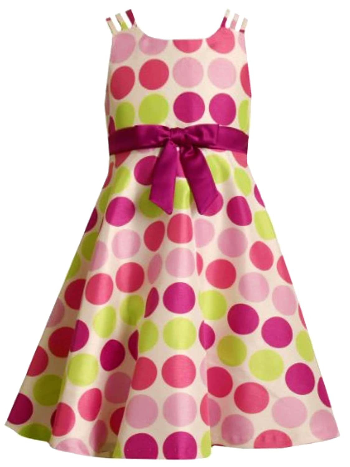 Bonnie Jean Little Girls' Triple Strap Polka Dot Shantung A-Line Dress for Easter & Special Occasions - Size 5 | Perfect for Birthday Parties, Church Events & Family Gatherings