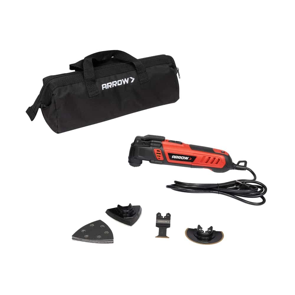 Arrow OSC9500-A Oscillating Multi-Tool Kit with Titanium Coated Blade - Includes Sander, Drywall Saw, Storage Bag - Perfect for Polishing, Grinding, Scraping & DIY Home Renovation Projects