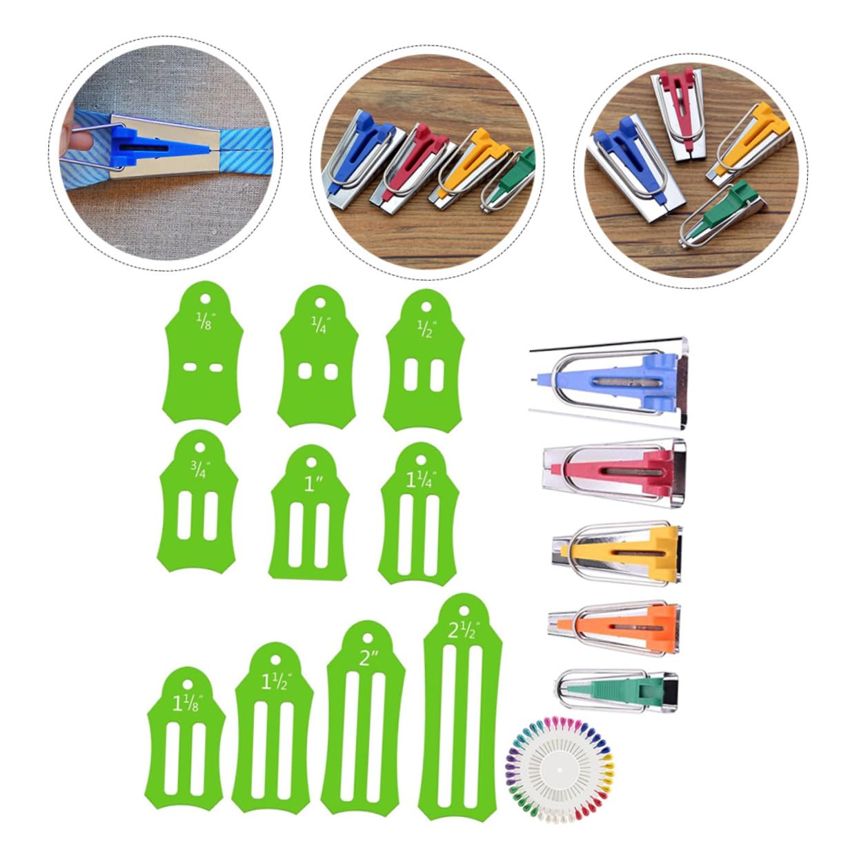 1 Set Multipurpose Sewing Quilting Tool Kit - Pin Bag, Bias Maker, Foot Press & Binding Tools for Quilting, Patchwork & DIY Crafts | Perfect for Home Sewing Projects & Fabric Art Creations