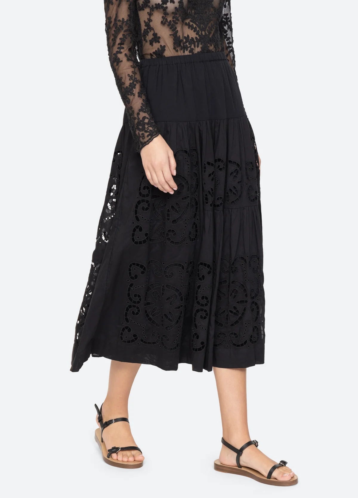 Elegant Black Dahlia Skirt for Women - Flowy A-Line Midi Skirt with Pockets - Perfect for Office, Date Night & Summer Outfits