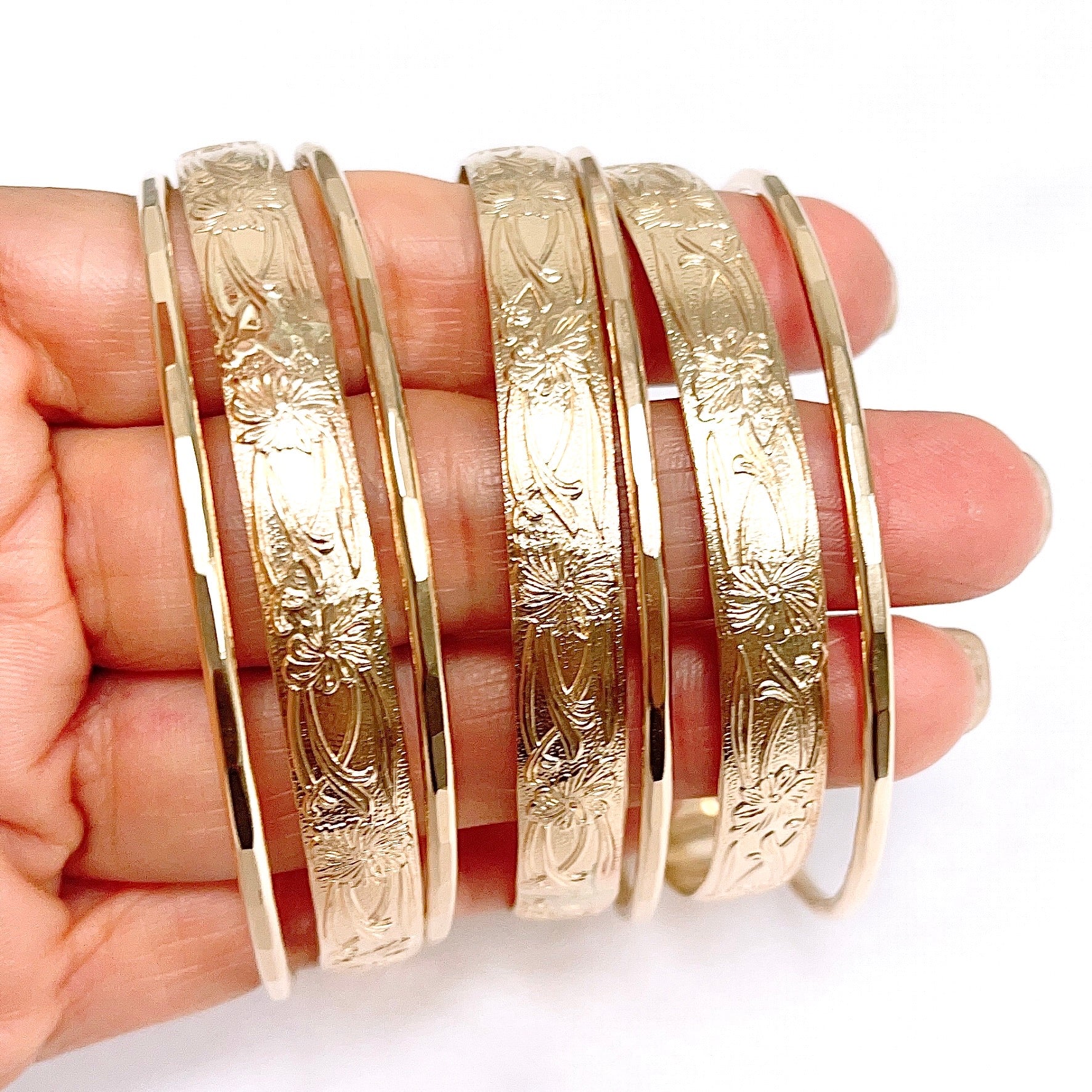 ATHENA 8mm Heirloom Bangles Set (B550) - Elegant Stackable Bracelets for Women, Perfect for Weddings, Parties & Everyday Wear