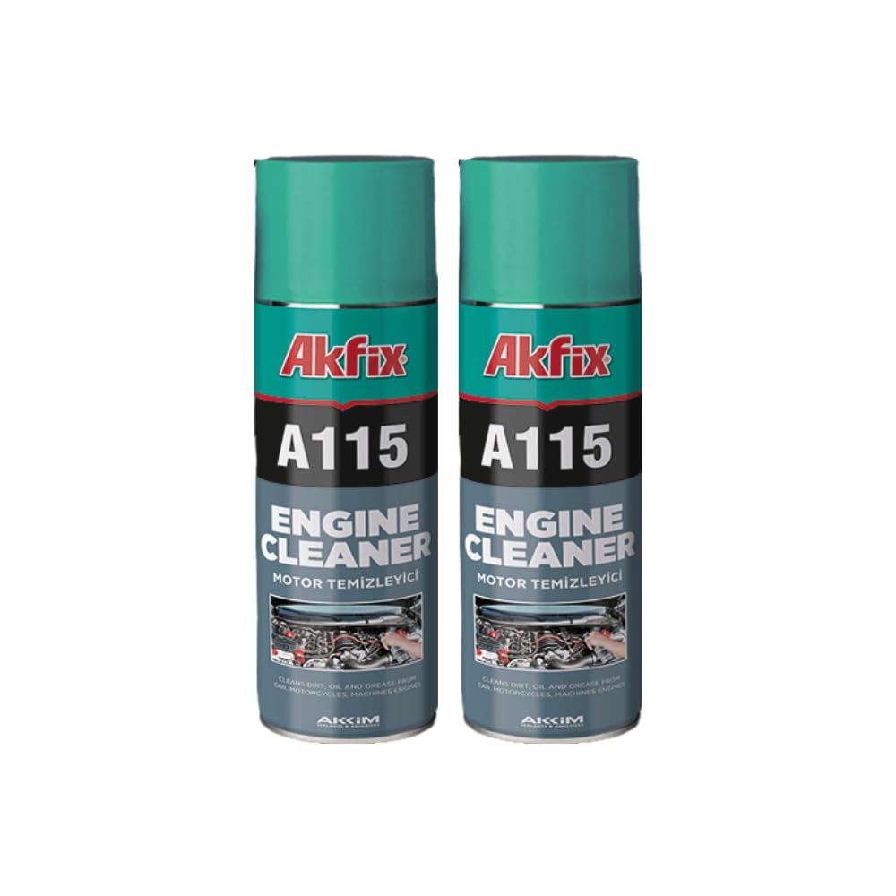 Akfix A115 Engine Cleaner and Degreaser Spray - Powerful Oil & Grease Remover for Car, Motorcycle, Truck & Machinery Engines - Fast-Acting Formula for Sparkling Clean Results (2 Pack, 16.9 Oz Each) - Perfect for Auto Shops, DIY Mechanics & Heavy Equipment Maintenance