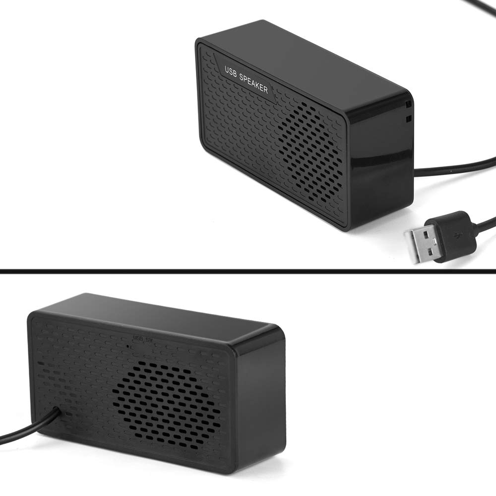 USB Powered Mini Computer Speakers - Compact Stereo Sound Bar for Laptop, Desktop & Notebook | Plug & Play Space-Saving Design | Perfect for Home Office, Gaming & Video Conferencing (Black)