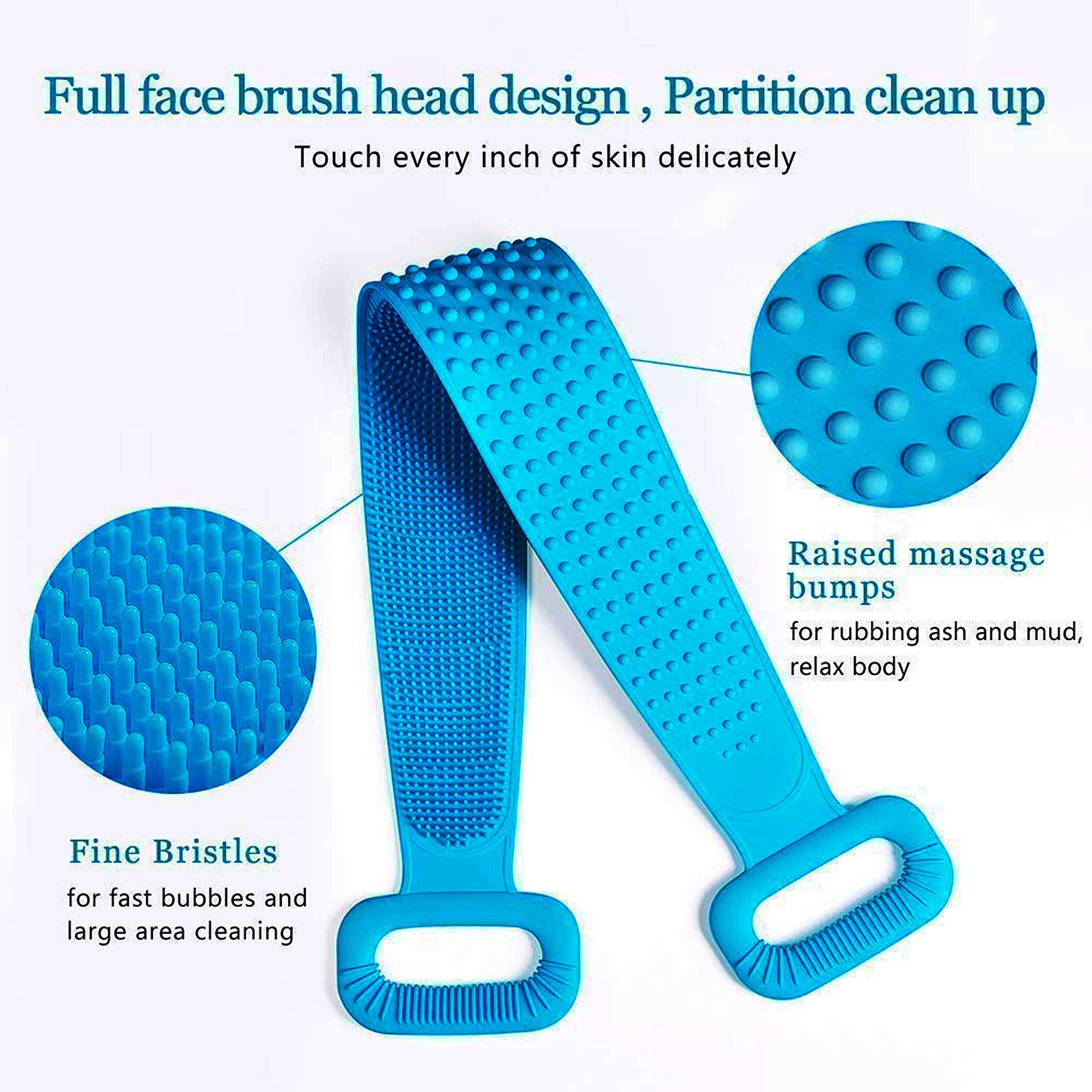 Oramsa Silicone Bath Body Brush - Exfoliating Long Handle Back Scrubber for Shower with Soft Bristles, Improves Blood Circulation & Skin Health for Men & Women | Perfect for Deep Cleansing, Dead Skin Removal & Spa-Like Experience at Home