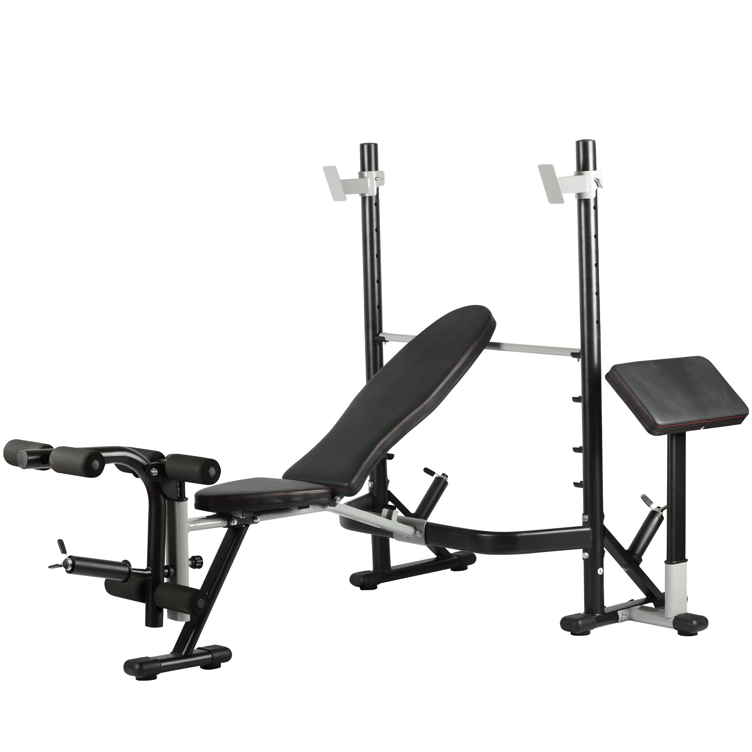 PRCTZ Adjustable Weight Bench with Olympic Squat Rack - Multi-Functional Home Gym Equipment for Strength Training, Arm & Leg Developer with Preacher Pad - Perfect for Home Workouts, Bodybuilding & Fitness Enthusiasts