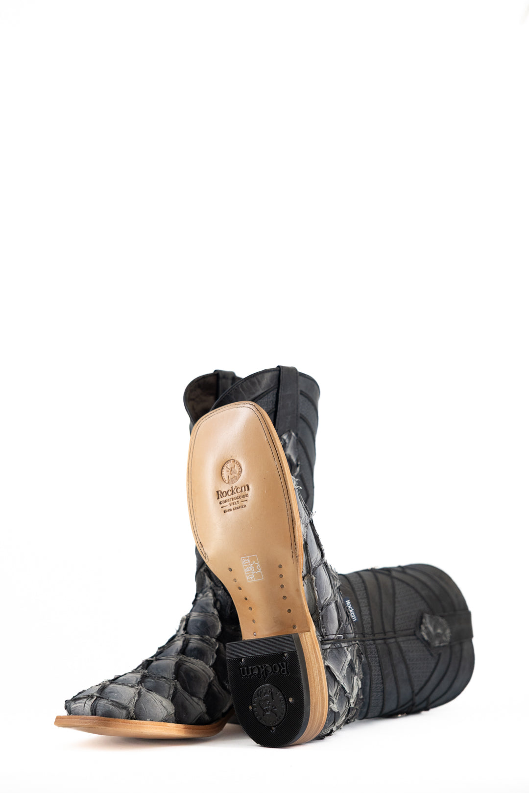Prescott Pirarucu Exotic Leather Square Toe Cowboy Boots for Men - Western Riding, Country Dance & Outdoor Adventures