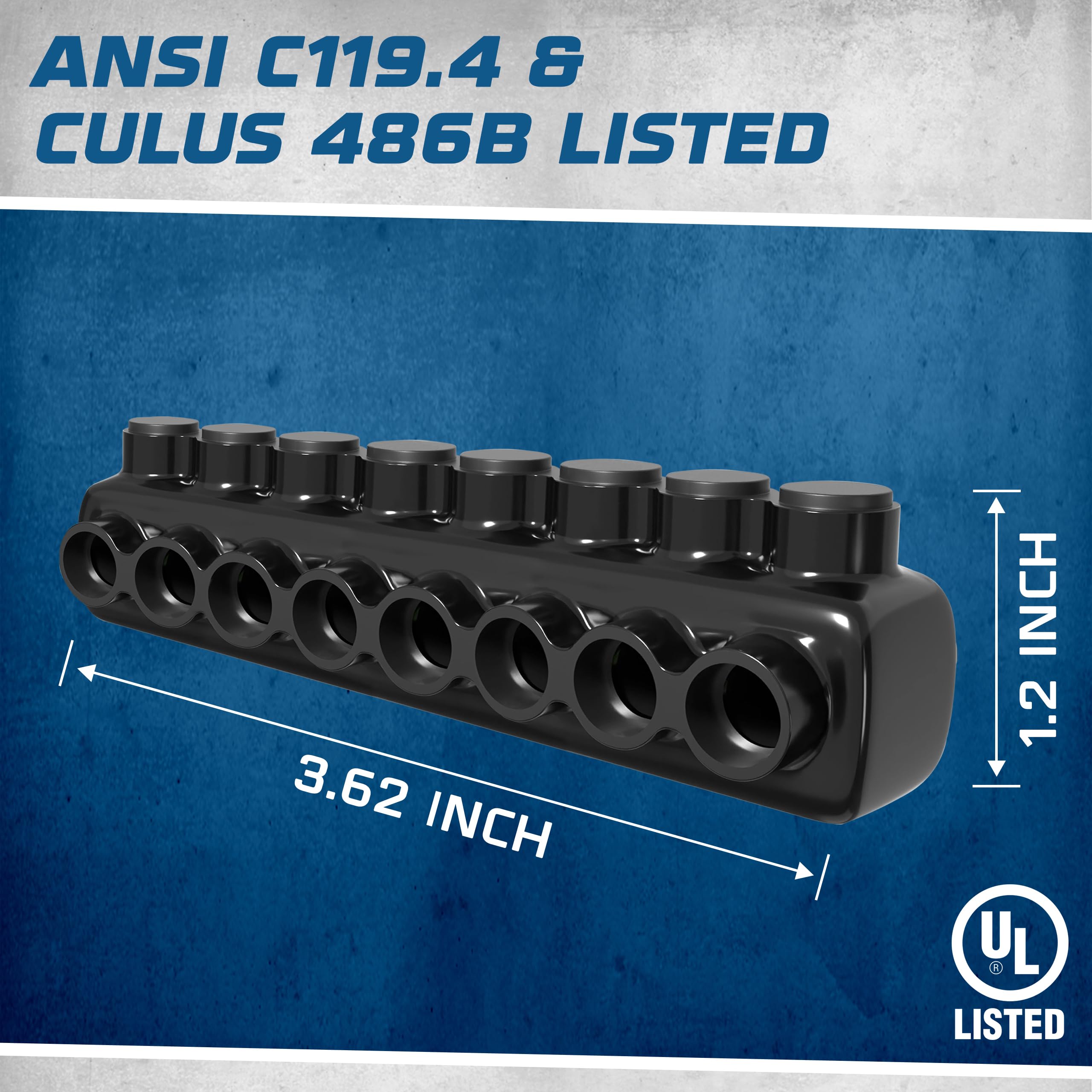 OHLECTRIC 8-Port Insulated Wire Connector for 4-14 AWG Wires, Single Side Entry with 5/32