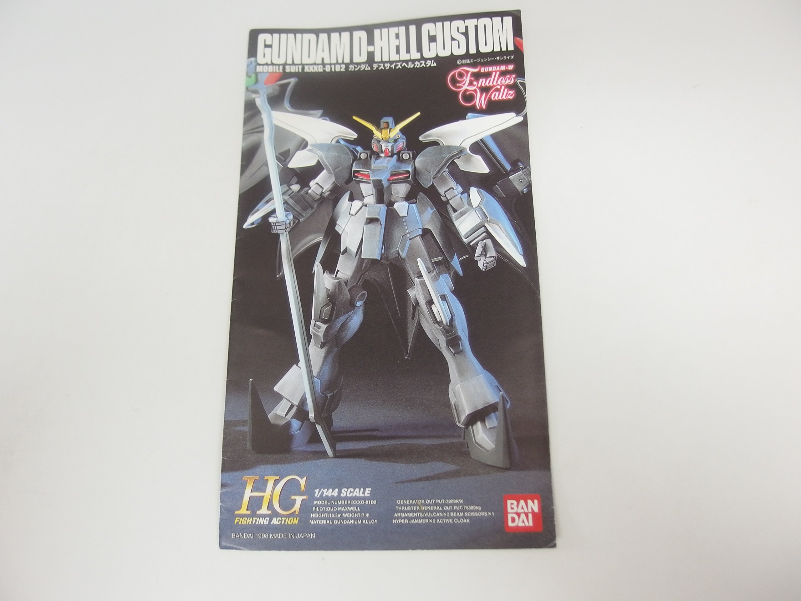 BANDAI Hobby EW-05 Gundam Deathscythe Hell Custom Endless Waltz 1/144 High Grade Fighting Action Model Kit - Perfect for Anime Fans & Collectors, Great Gift for Gundam Enthusiasts